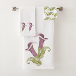 Calla Lily Nightlife Illustratin Pattern Bad Handdoek