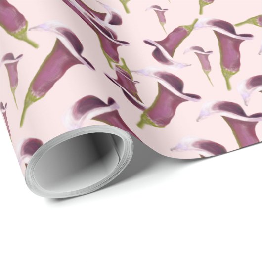 Calla Lily Nightlife Illustratin Pattern Cadeaupapier (Rol Hoek)