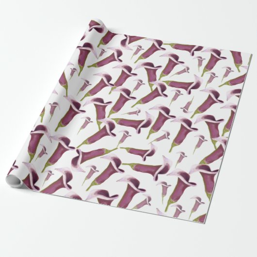Calla Lily Nightlife Illustratin Pattern Cadeaupapier (Uitgerold)