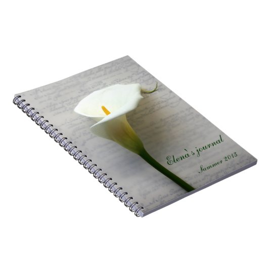 calla lily on handschrift journal notebook notitieboek (Rechterzijde)