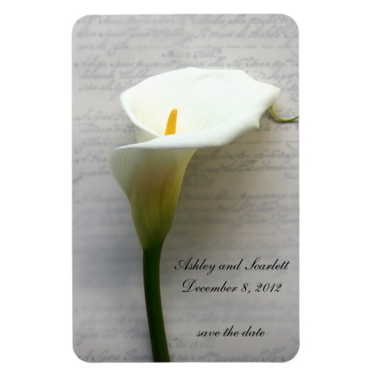 Calla Lily op handschrift flexibele magneet (Verticaal)