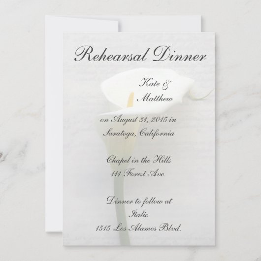 Calla lily op oud handschrift repetitief diner kaart (Voorkant)