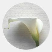 Calla lily op oud handschrift ronde sticker (Voorkant)