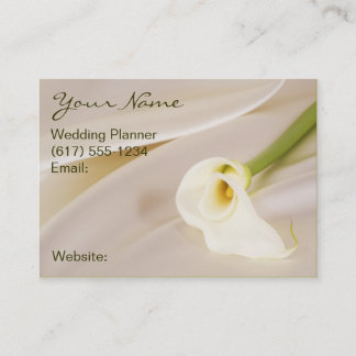 Calla Lily op White Satin Visitekaartje