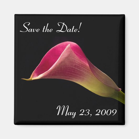 Calla Lily op zwart, Save the Date! Magneet (Voorkant)