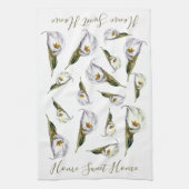 Calla Lily Pattern Home Sweet Home Custom Theedoek (Verticaal)