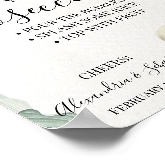 Calla Lily Pimp je Prosecco Bruidssalon Bord Poster (Hoek)