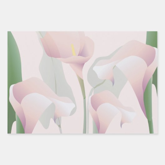 Calla Lily Pink Floral Inpakpapier Vel (Voorkant)
