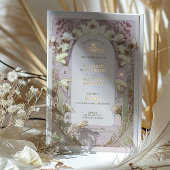 Calla Lily Roos Gold Foil Wedding Invitation Mucha Folie Uitnodiging