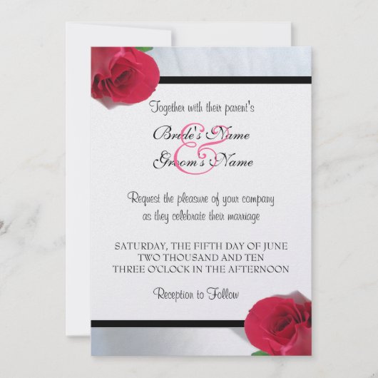 Calla Lily/Roos Wedding Invitation Kaart (Voorkant)