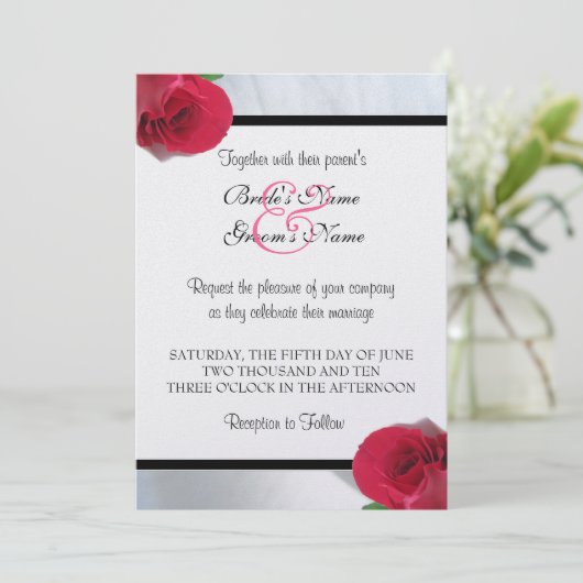 Calla Lily/Roos Wedding Invitation Kaart (Staand voorkant)