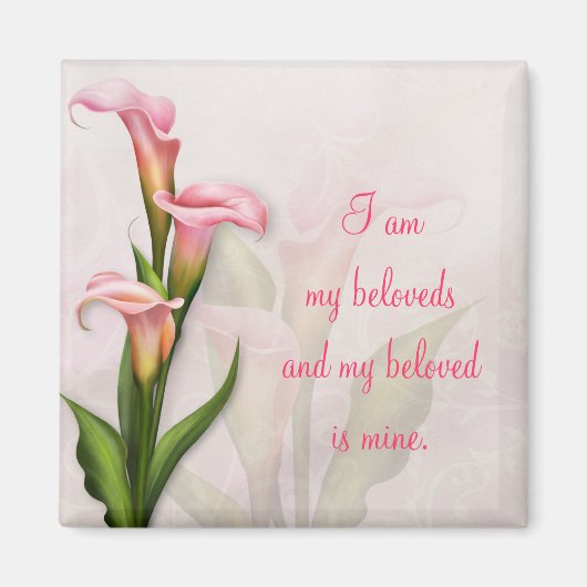 Calla Lily Roze Magneet ~ Mijn Geliefde (Voorkant)