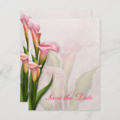 Calla Lily Roze sparen de Datum Save The Date (Voorkant / Achterkant)