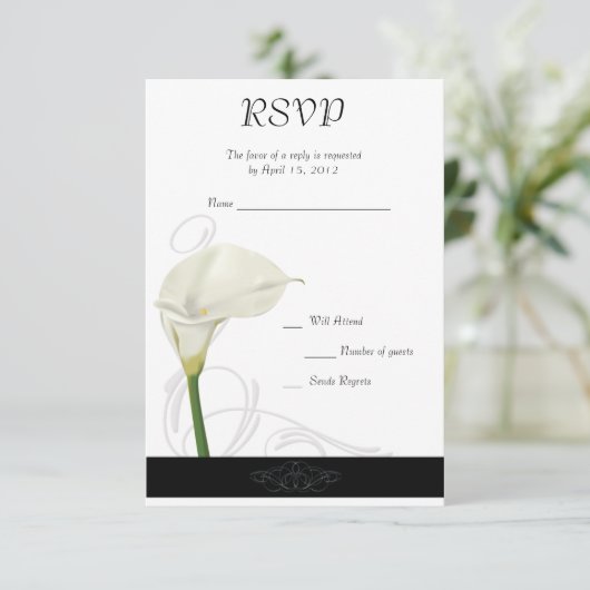 Calla Lily RSVP-kaart RSVP Kaartje (Staand voorkant)