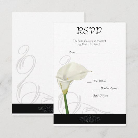Calla Lily RSVP-kaart RSVP Kaartje (Voorkant / Achterkant)