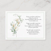 Calla Lily Sage Green Memorial Photo Prayer Card Visitekaartje (Achterkant)