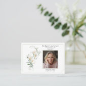 Calla Lily Sage Green Memorial Photo Prayer Card Visitekaartje (Staand voorkant)