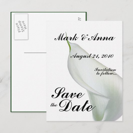 Calla Lily Save the Date Briefkaart (Voorkant / Achterkant)