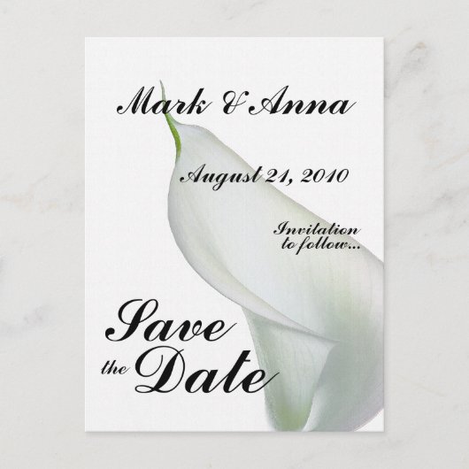 Calla Lily Save the Date Briefkaart (Voorkant)