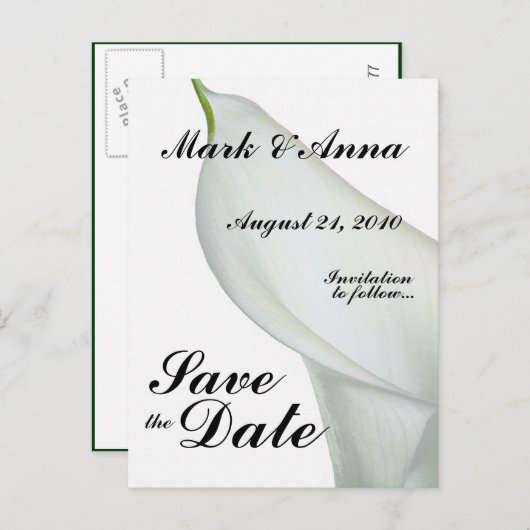 Calla Lily Save the Date Briefkaart (Voorkant / Achterkant)