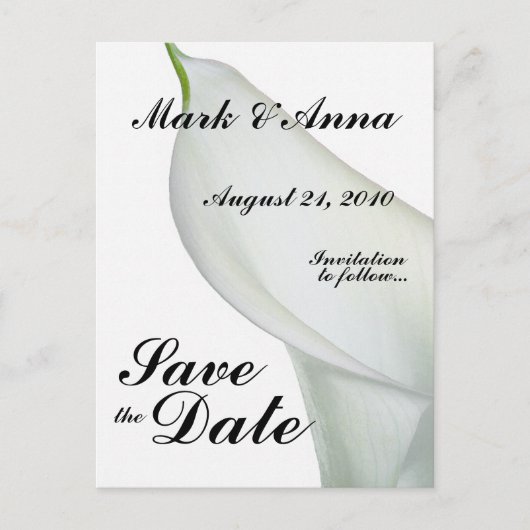 Calla Lily Save the Date Briefkaart (Voorkant)