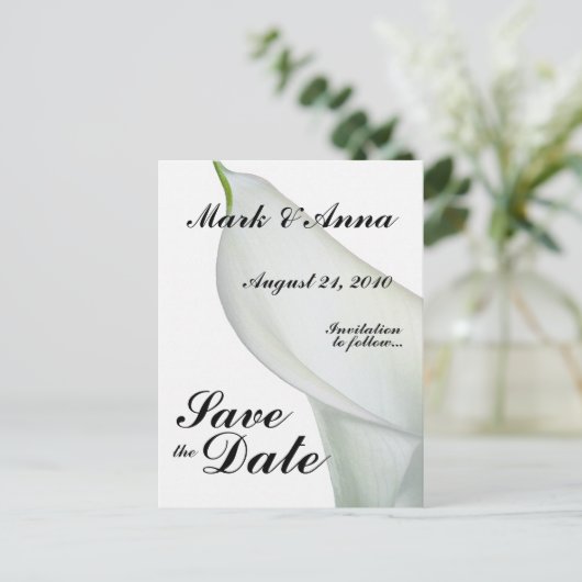 Calla Lily Save the Date Briefkaart (Staand voorkant)