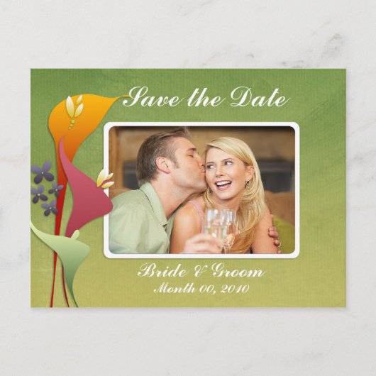 Calla Lily Save the Date Foto Briefkaarten (Voorkant)