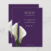 Calla Lily Save the Date op Paarse Aankondiging (Voorkant / Achterkant)