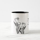 Calla lily schetst koffie mok zwart-wit (Center)