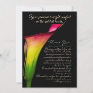 Calla Lily Schriftuur – Rood Geel Groen Bloemmotie Bedankkaart