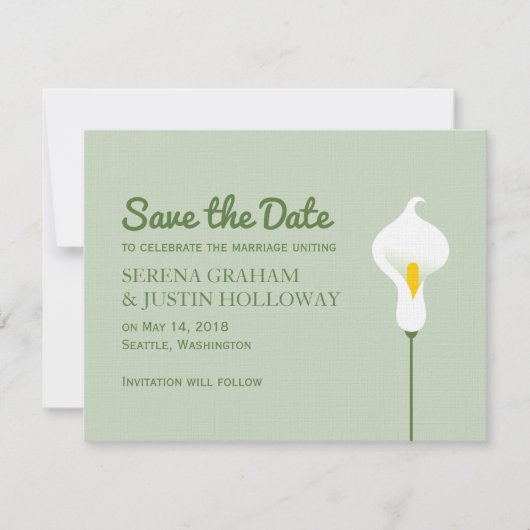 Calla Lily Sla de datum op Save The Date (Voorkant)
