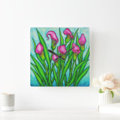Calla Lily Square Wall Clock, Lisa Lorenz Vierkante Klok (Huis)