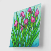 Calla Lily Square Wall Clock, Lisa Lorenz Vierkante Klok (Hoek)