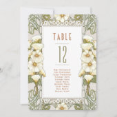 Calla Lily Table Numbers Art Nouveau Wedding Kaart (Voorkant)