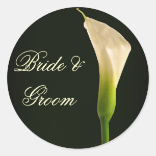 Calla Lily trouwstickers Ronde Sticker