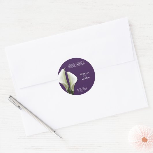 Calla Lily Trouwstickers Ronde Sticker (Envelop)