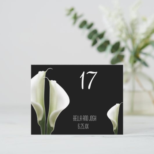 Calla Lily Trouwtafel Kaart Postca (Staand voorkant)