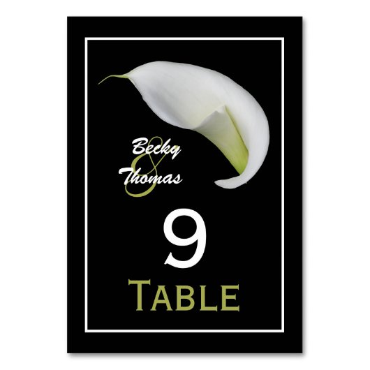 Calla Lily Trouwtafel Nummers Kaarten (Voorkant)