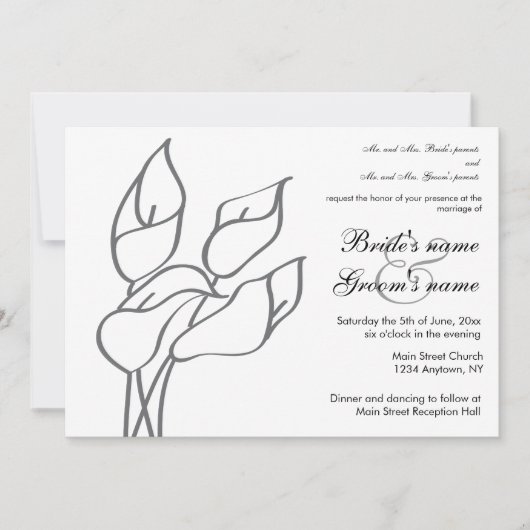 Calla Lily trouwuitnodiging Kaart (Voorkant)