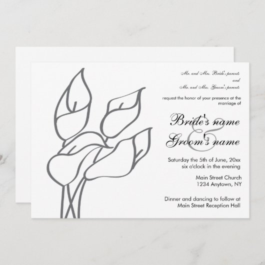 Calla Lily trouwuitnodiging Kaart (Voorkant / Achterkant)