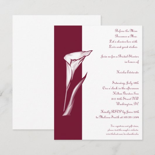 Calla Lily Uitnodiging (Voorkant / Achterkant)