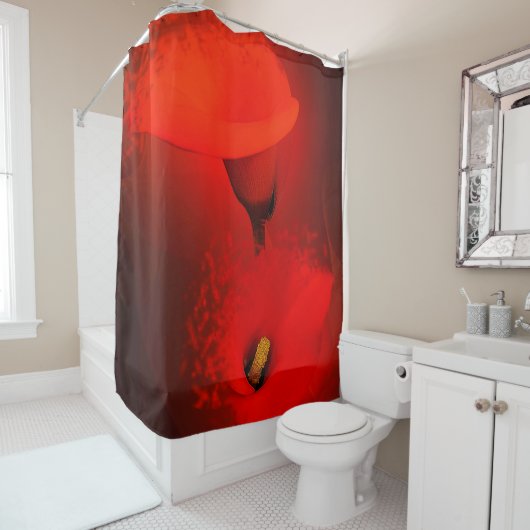 Calla Lily Vivid Red Scatter Effect Douchegordijn (In situ)