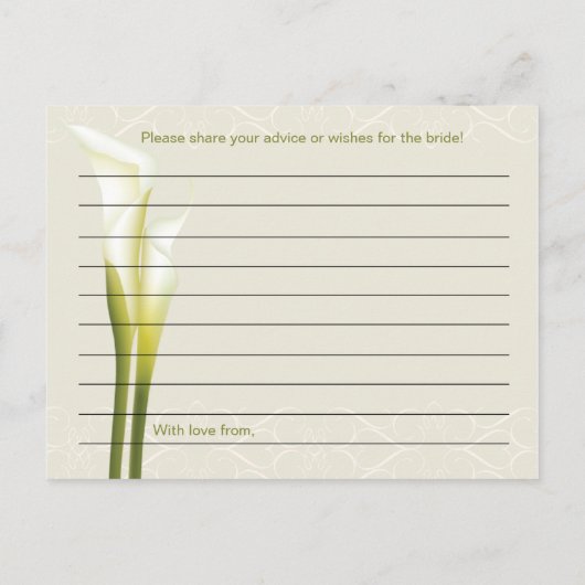 Calla Lily Vrijgezellenfeest Advice Kaarten (Achterkant)