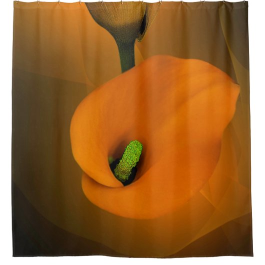 Calla Lily Warm Yellow Mist Achtergrond Douchegordijn (Voorkant)