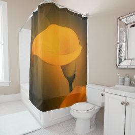 Calla Lily Warm Yellow Mist Achtergrond Douchegordijn