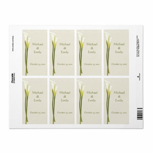 Calla Lily Wedding Favor Labels (Full Sheet)