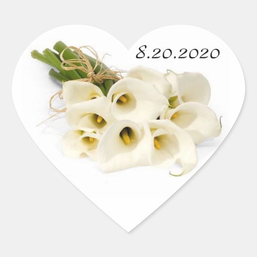 Calla Lily Wedding Invitation Envelope Seals Hart Sticker (Voorkant)