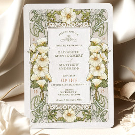 Calla Lily Wedding Invitations Art Nouveau Mucha Kaart