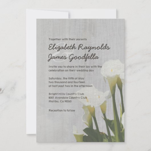 Calla Lily Wedding Invitations Kaart (Voorkant)