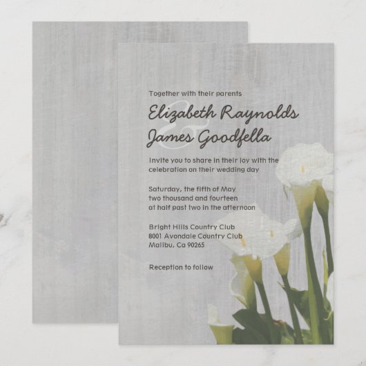  Calla Lily Wedding Invitations Kaart (Voorkant / Achterkant)
